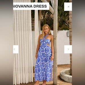 Blue and White Halter Sundress for Resort Wear